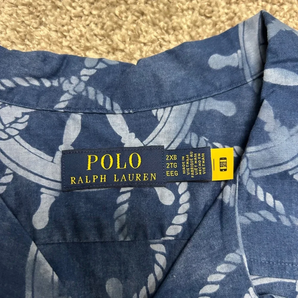 NWT Polo Ralph‎ Lauren Cotton Linen Printed Camp Shirt Men Size 2XB Nautical